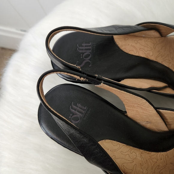 Sofft Black Leather 2" Kitten Heels Slingback Sandals - Picture 8 of 11